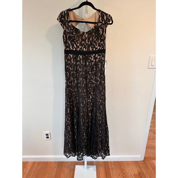 NEW NWT MSK Macys Long Black Lace Detail Evening Gown size 6 - Picture 5 of 10